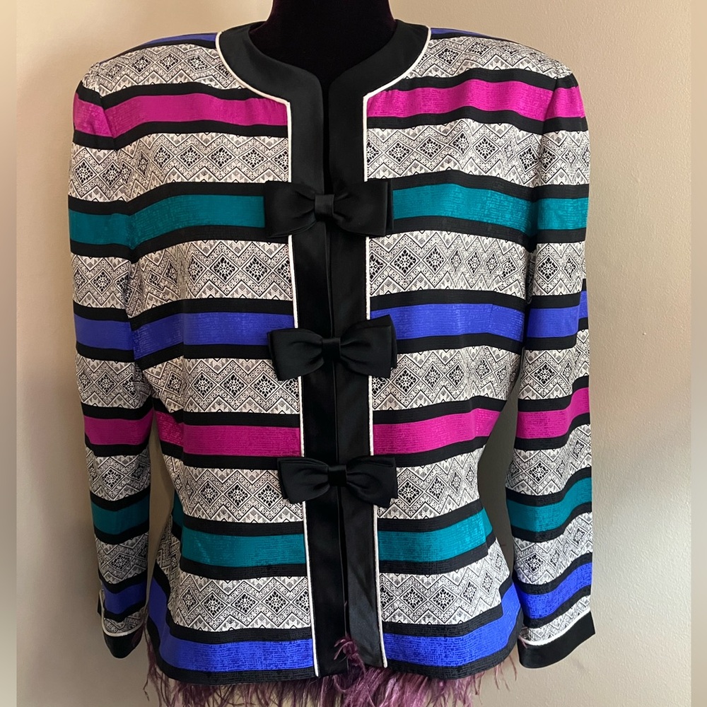 Adrianna Papell Striped Silk Jacket